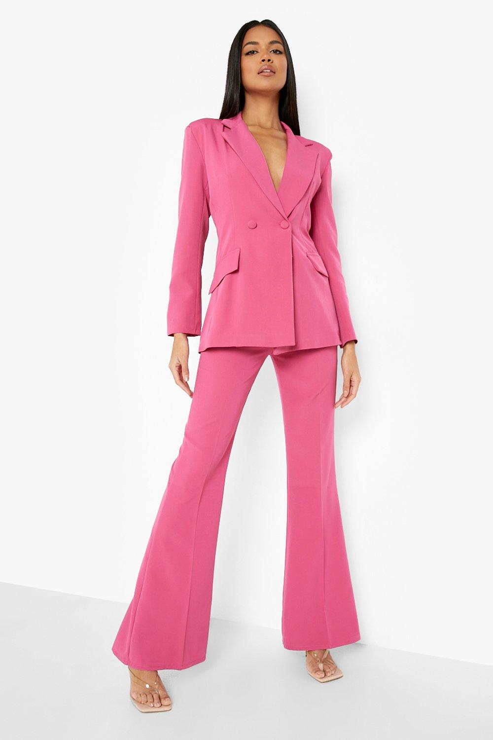 fuchsia pink trouser suit